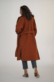 A Girl Wearing a long coat#color_cinnamon