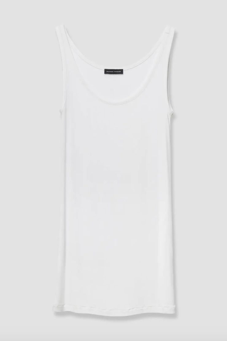 A white ribbed tank top